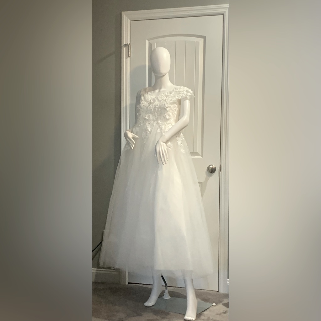 White Maxi Gown With Embellished Bodice And Long Sheer Sleeves